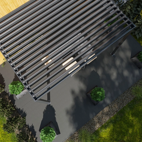Przyścienna Pergola tarasowa aluminiowa NORDVIC Skyline LED Light - 3 x 4 m Antracyt